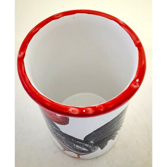 CERAMIC KITCHEN UTENSIL HOLDER/WINE HOLDER-Made in Italy-Hand Painted-Rooster - Picture 6 of 10